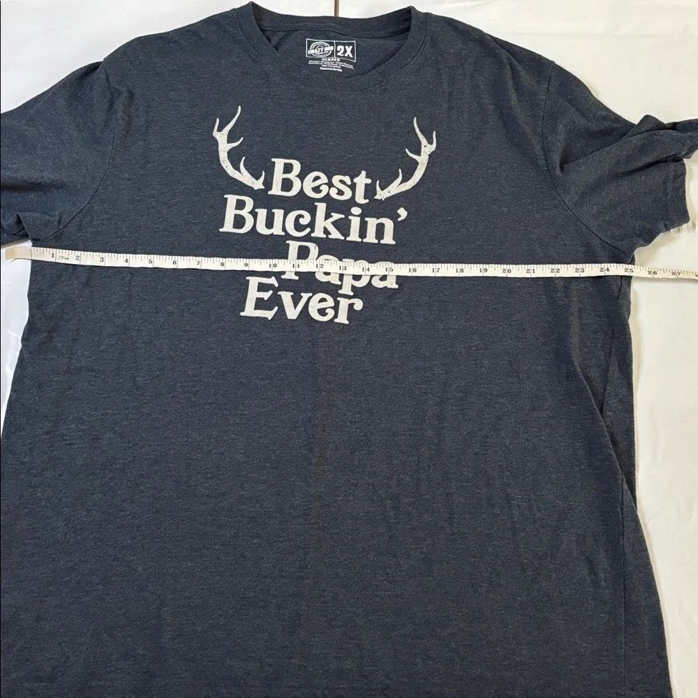 Crazy Dog “Best Buckin Papa Ever” Hunting Antler Graphic Tee Blue Sz 2X - Picture 5 of 6